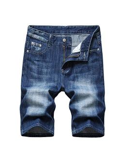 Men's Summer Essential Straight Leg Casual Ripped Denim Jean Shorts