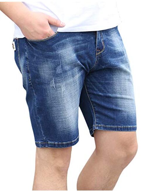 IDEALSANXUN Mens Big&Tall Regular Fit Straight Jean Shorts 