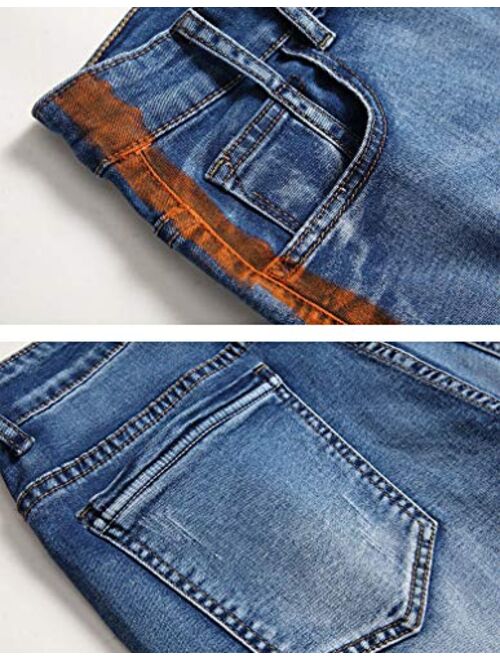 Lavnis Men's Ripped Jean Shorts Casual Distressed Denim Shorts Summer Short Pants with Pockets