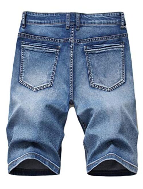 Lavnis Mens Ripped Jean Shorts Casual Distressed Denim Shorts Summer Short Pants with Pockets