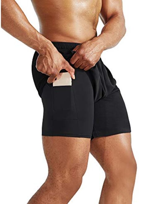 Neleus Men's 2 in 1 Running Shorts with Liner,Dry Fit Workout Shorts with Pockets