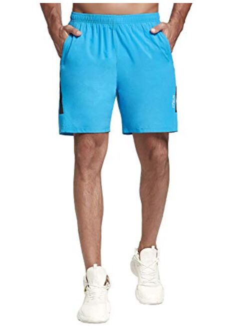 KPSUN Men's Workout Running Shorts Quick Dry Athletic Shorts with Liner Zipper Pockets
