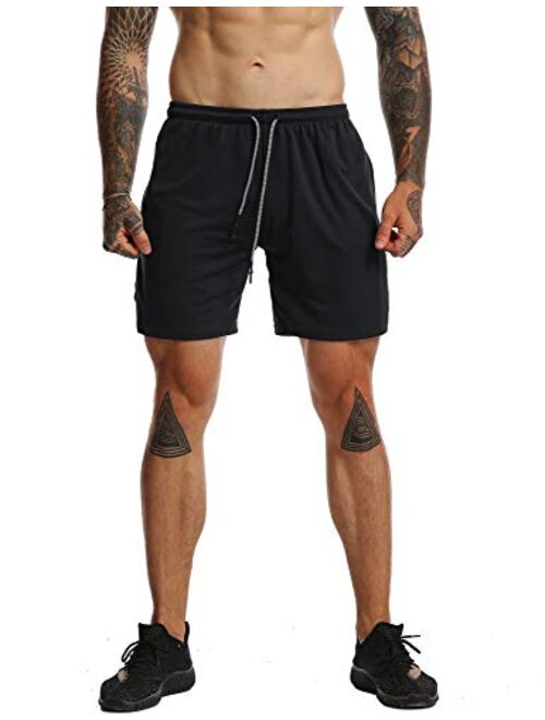 GYMBULLFIGHT Men's 2 in 1 Gym Sport Shorts 5" Compression Liner Workout Athletic Shorts for Men with Pockets