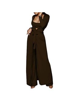 Women's Tracksuit Winter Autumn Knitted Long-Sleeved Blazer Coat Tank Long Pants Three Piece Sets Outfit