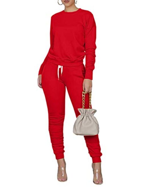 TOPONSKY Women Casual 2 Piece Outfit Long Pant Set Sweatsuits Tracksuits 