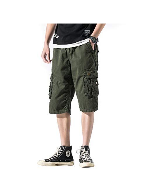 Guanzizai Men's Big and Tall Cargo Shorts Multi Pockets Relaxed Fit Outdoor Shorts
