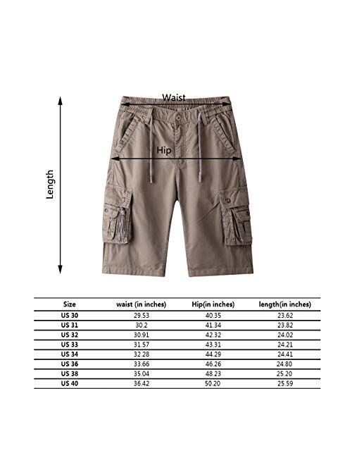 Guanzizai Men's Big and Tall Cargo Shorts Multi Pockets Relaxed Fit Outdoor Shorts
