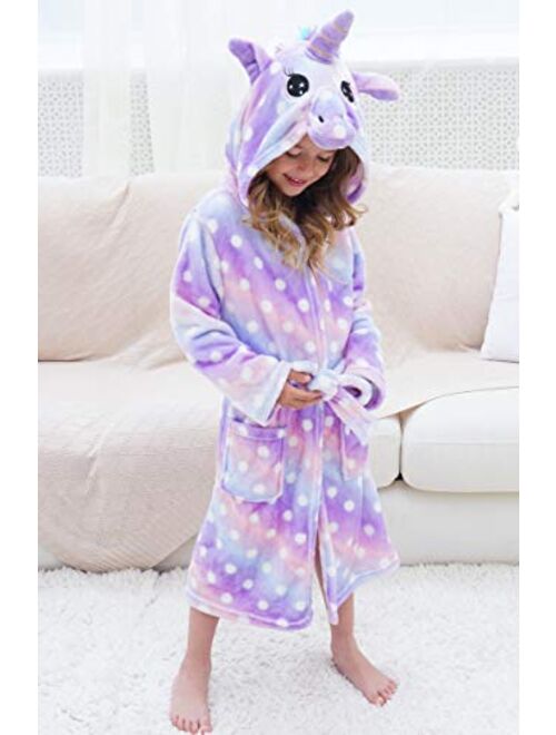 Unicorn Hooded Bathrobe Sleepwear Matching Slippers Girls Gifts