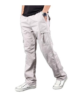 Banana Bucket Men's Full Elastic Waist Normal Fit Lightweight Workwear Big Pocket Pull On Cargo Pants