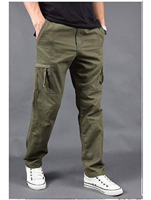 Banana Bucket Men's Full Elastic Waist Normal Fit Lightweight Workwear Big Pocket Pull On Cargo Pants