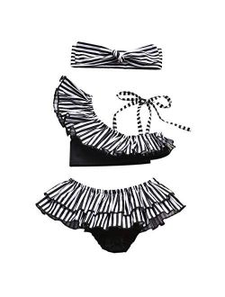 Baby Girls Two Piece Tankini Swimsuit Hawaiian Ruffle Swimwear Bathing Suit Set
