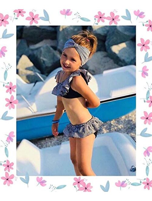 Baby Girls Two Piece Tankini Swimsuit Hawaiian Ruffle Swimwear Bathing Suit Set