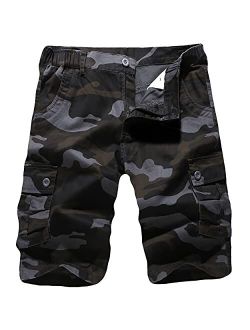 APTRO Men's Cargo Shorts Camo Cotton Lightweight Relaxed Fit Casual Shorts with Multi-Pockets