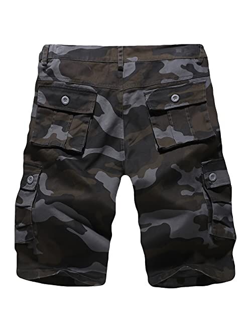 APTRO Men's Cargo Shorts Elastic Waistband Relaxed Fit Work Shorts Lightweight Cotton Casual Shorts