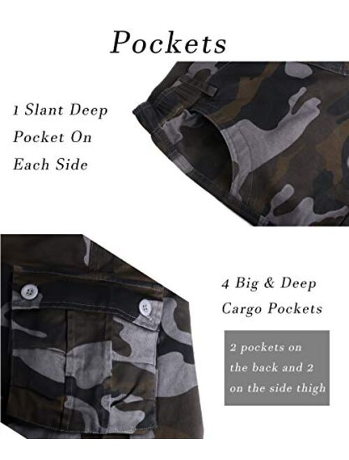 APTRO Men's Cargo Shorts Camo Cotton Lightweight Relaxed Fit Casual Shorts with Multi-Pockets