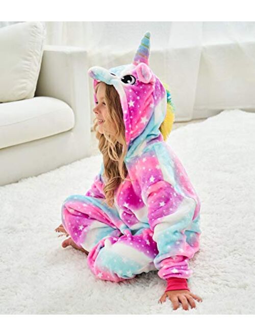 Girls Unicorn Pajamas Onesie Costume with Matching Doll Pajamas