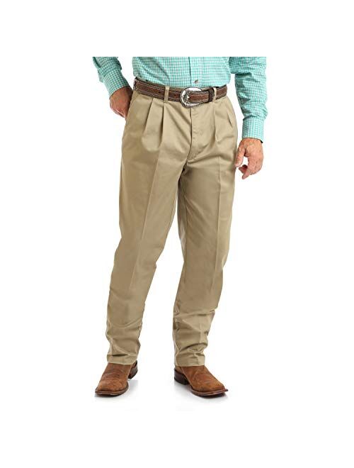 Wrangler Men's Khaki Cotton Twill Pleated Work Pant