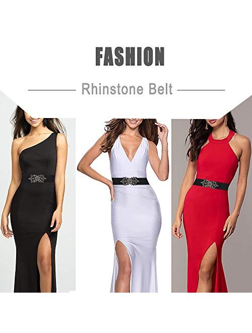 Buy Dorchid Women Retro Belts Rhinestone Cummerbunds Crystal Interlocking  Stretch belt online