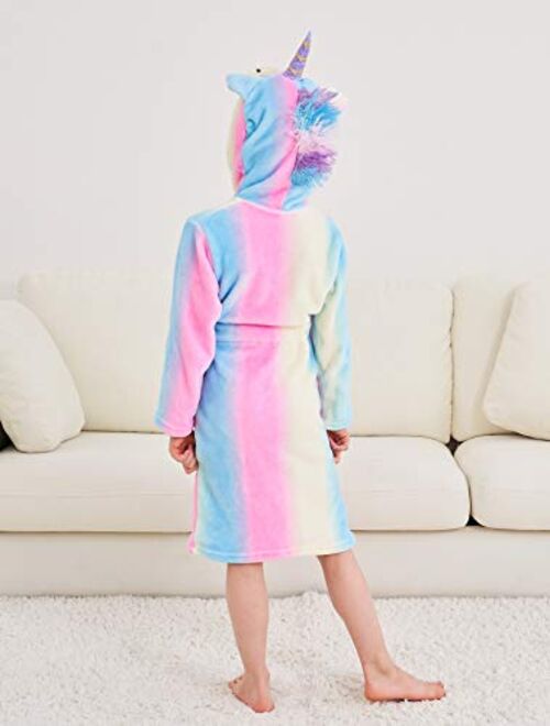 Doctor Unicorn Soft Unicorn Hooded Bathrobe Sleepwear with Stripe