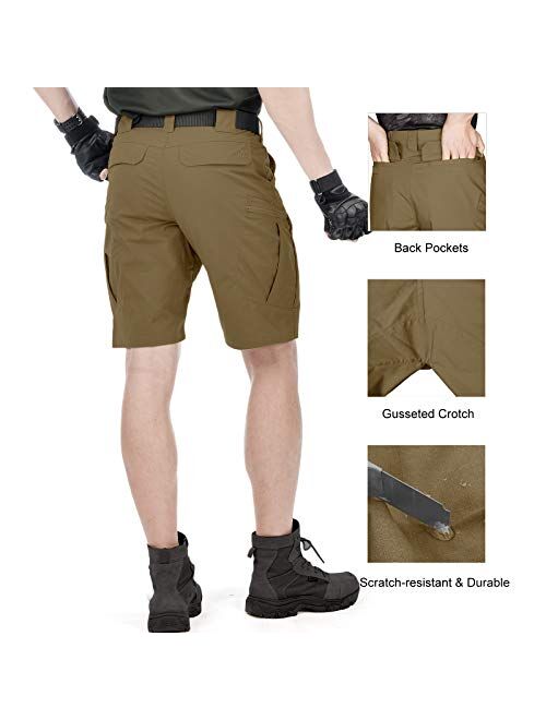 HEATFEELING Men's 9.5 Inches Tactical Cargo Shorts Waterproof Ripstop BDU Work Shorts Military Hiking with Elastic Waist