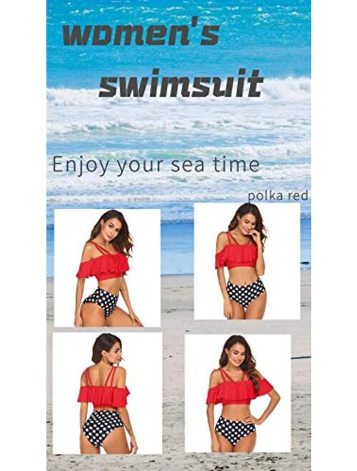 Avidlove Swimsuits for Women Two Piece Bathing Suits Ruffled Flounce Top with High Waisted Bottom Bikini Set