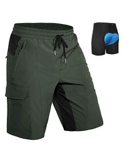 Hiauspor Mens Mountain Bike Shorts Padded MTB Shorts Lightweight Bicycle Cycling Shorts Loose-fit