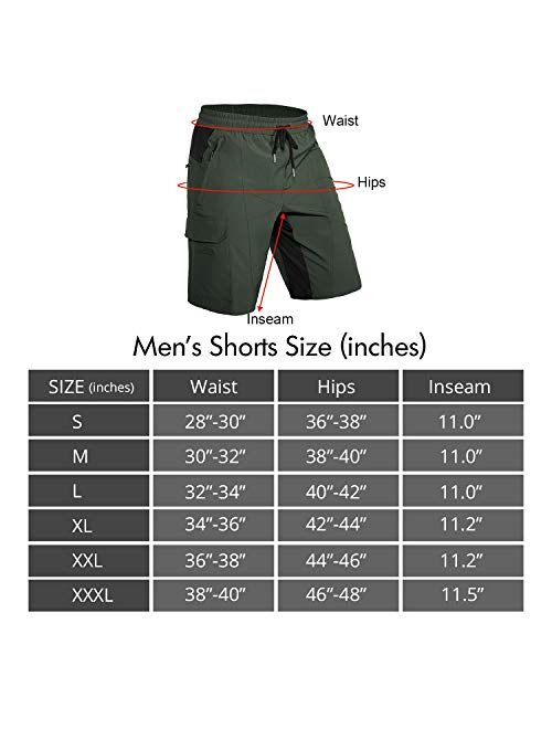 Hiauspor Mens Mountain Bike Shorts Padded MTB Shorts Lightweight Bicycle Cycling Shorts Loose-fit