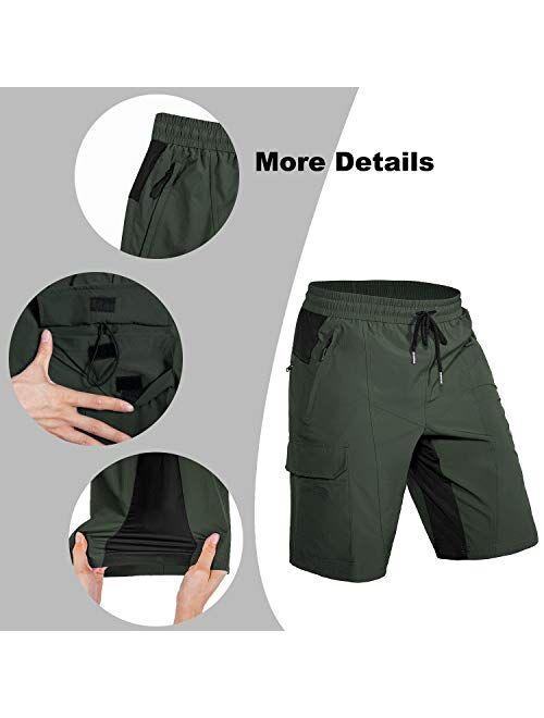Hiauspor Mens Mountain Bike Shorts Padded MTB Shorts Lightweight Bicycle Cycling Shorts Loose-fit