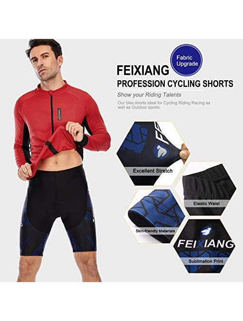 FEIXIANG Men's Cycling Shorts, 4D Padded Bike Underwear Anti-Slip MTB Bicycle Undershort Road Mountain Biking Tights