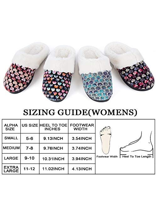DL Knit Women's Memory Foam House Slippers Slip On,Comfy Warm Winter Fur Lined Slippers for Women Indoor, Soft Fluffy Cozy Woman Home Houseshoes Bedroom Slippers Non-Slip