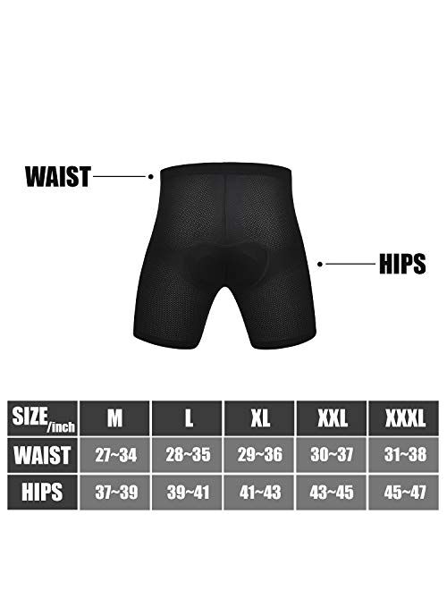 DEALYORK Men’s Cycling Underwear 3D Padded Bike Shorts, MTB Liner Shorts Bike Shorts Men High Waist Ergonomic Design