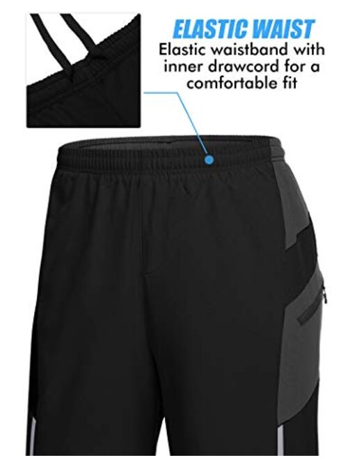 COOrun Men's Padded Mountain Bike Shorts Loose Cycling MTB Shorts with Zip Pockets Lightweight Reflective Biking Shorts