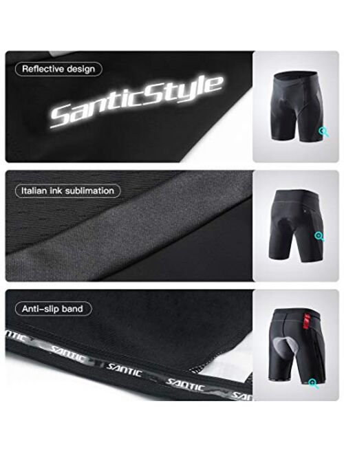 Santic Cycling Men's Shorts 4D Padded Bicycle Riding Pants Bike Shorts Quick-Dry Half Pants