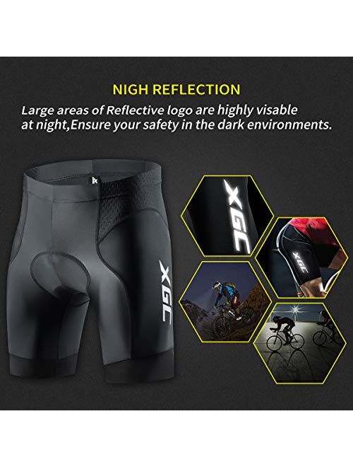 XGC Mens Cycling Shorts with Elastic Breathable 4D Gel Seat Padding with High Density 