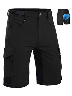 Cycorld Mens-Mountain-Biking-Shorts-Padded-Bike-MTB-Shorts Loose Fit Cycling Baggy Lightweight Pants with Zip Pockets