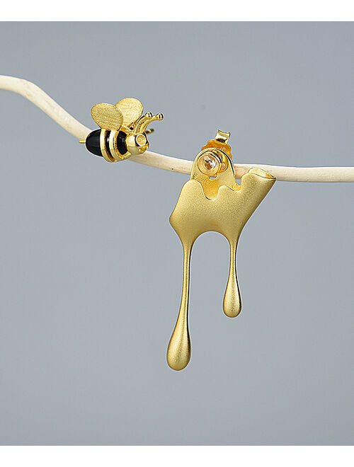 Zircon & Agate Bee & Honey Stud Earrings