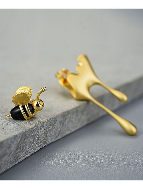 Zircon & Agate Bee & Honey Stud Earrings