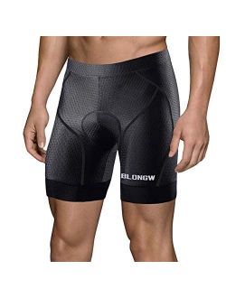 Men's Cycling Shorts Padded Bicycle Riding Pants Bike Biking Clothes Cycle Wear Tights with Anti-Slip Leg Grips