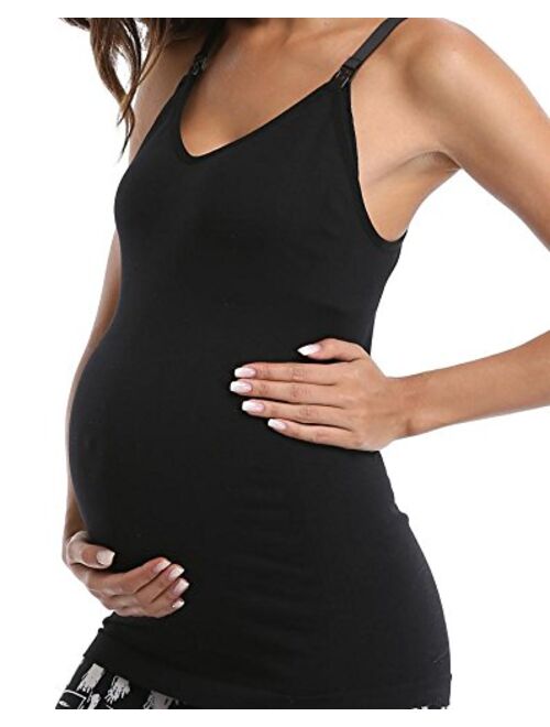 DAISITY Womens Maternity Nursing Tank Cami for Breastfeeding with Adjustable Straps