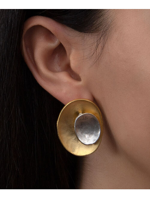 Two-Tone Circular Drop Earrings