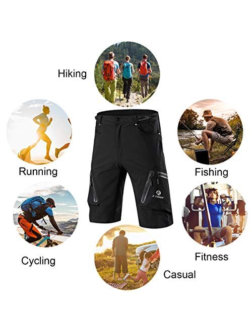 X-TIGER Mens Mountain Bike Shorts,Cycling MTB Cargo Shorts with 7Pocket,Loose-Fit Quick Dry