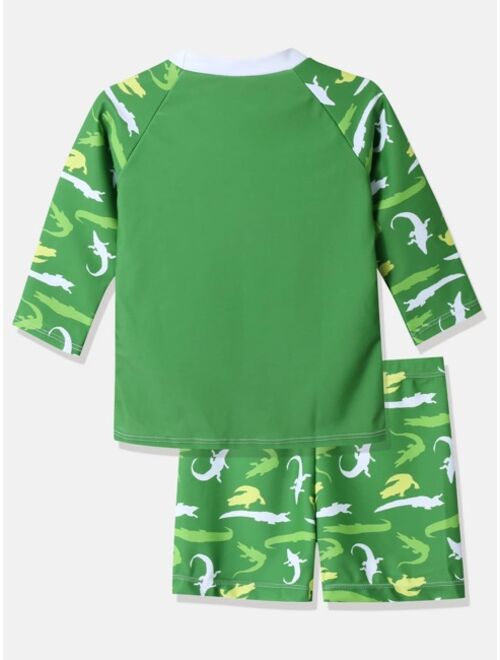 Shein Boys Crocodile Print Two Piece Swimsuit