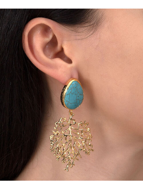 Turquoise & 14k Gold-Plated Snowflake Drop Earrings