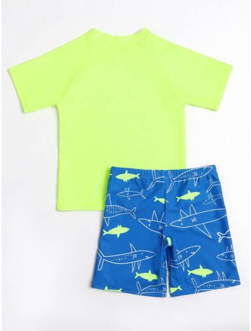 Shein Boys Random Shark Print Swimsuit