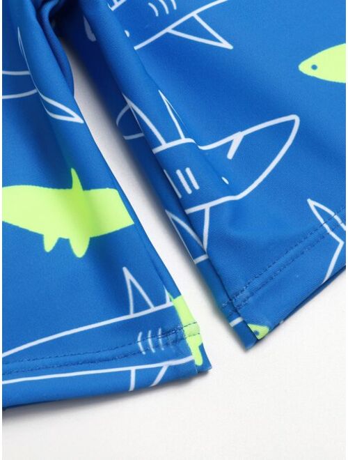 Shein Boys Random Shark Print Swimsuit