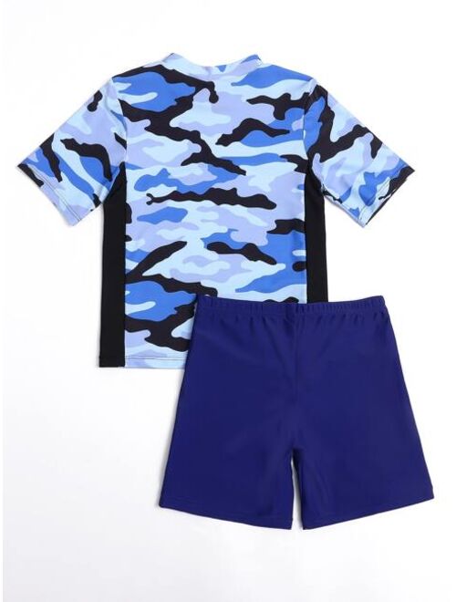 Shein Boys Camo Pattern Swimsuit