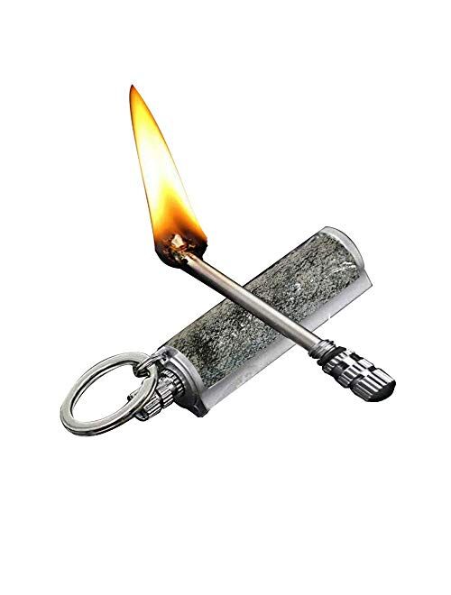 2017snow Metal Match Flint Lighter Kerosene Oil Metal Keychain Camping Tool（Color Random）