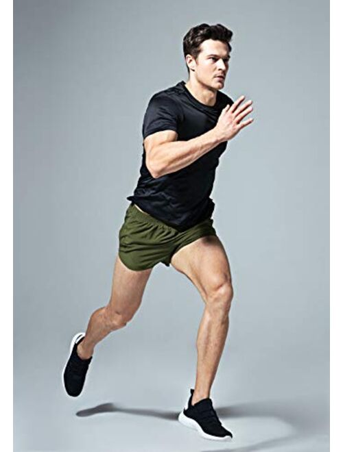 TSLA Men's Active Running Shorts, 3 Inch Quick Dry Mesh Jogging Workout Shorts, Gym Athletic Marathon Shorts with Pockets
