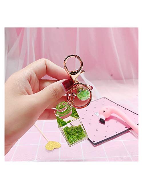 Fangzwl Keychain Pendant Creative Popsicle Glitter Key Chain Quicksand Keychain Fruit Keyring Backpack Pendant Gift for Women (Color : B)