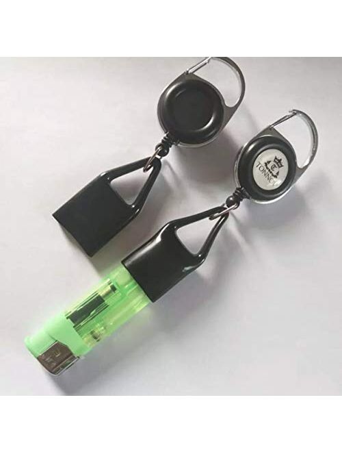 Premium Lighter Leash Retractable Keychain Clip (Black)